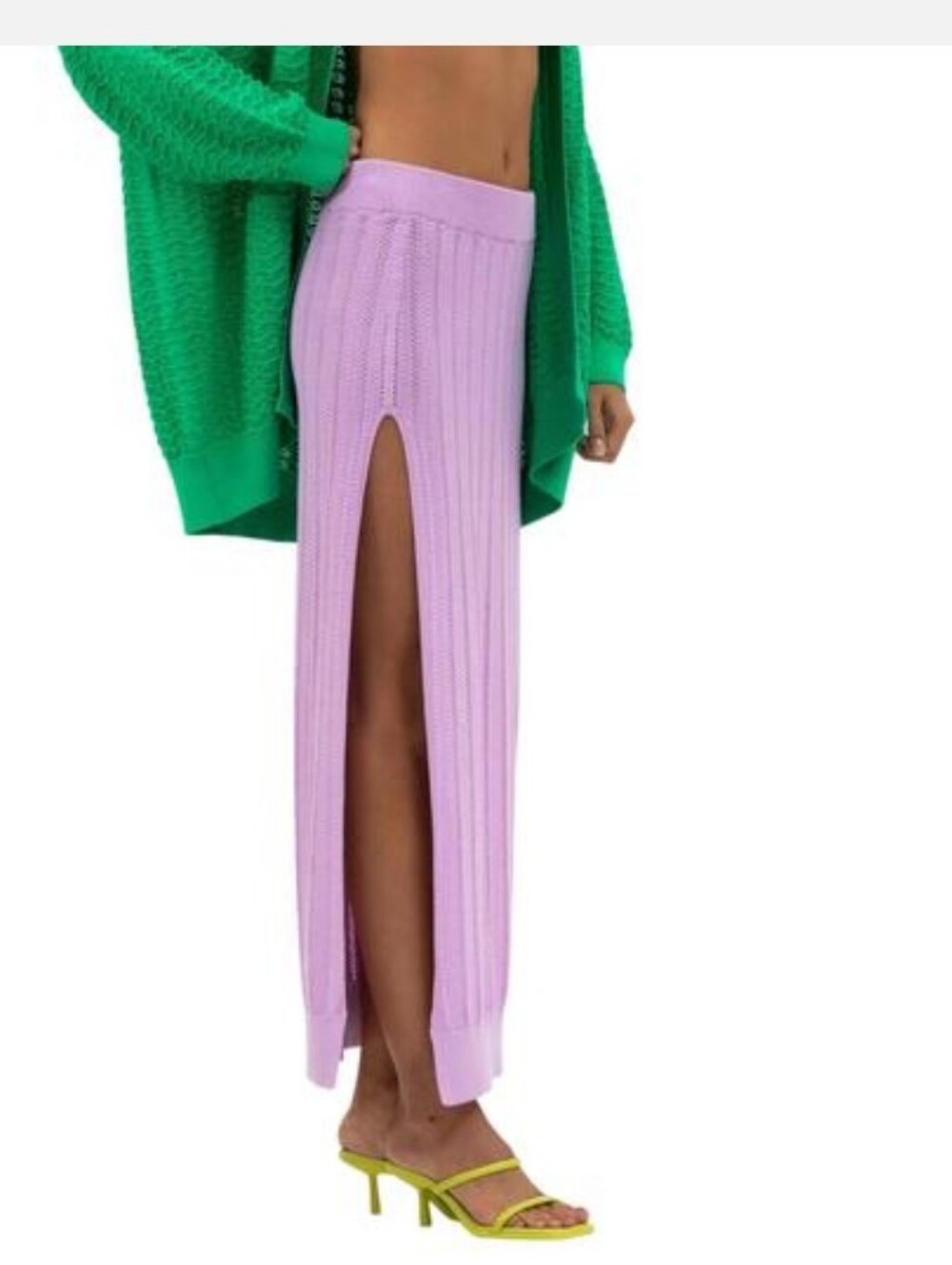 MR MITTENS Lilac Chunky Maxi Skirt with Slit MSRP $360